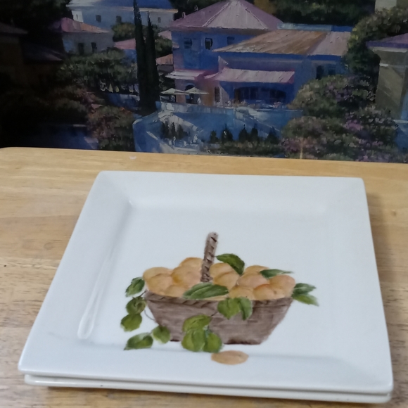 CANOPY Porcelain White Square Plate Set,Size 8.5” Vintage Plates Art Set. 💐 - Picture 8 of 13